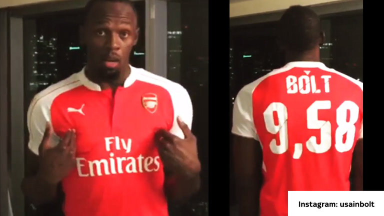 Usain Bolt In Arsenal Colors