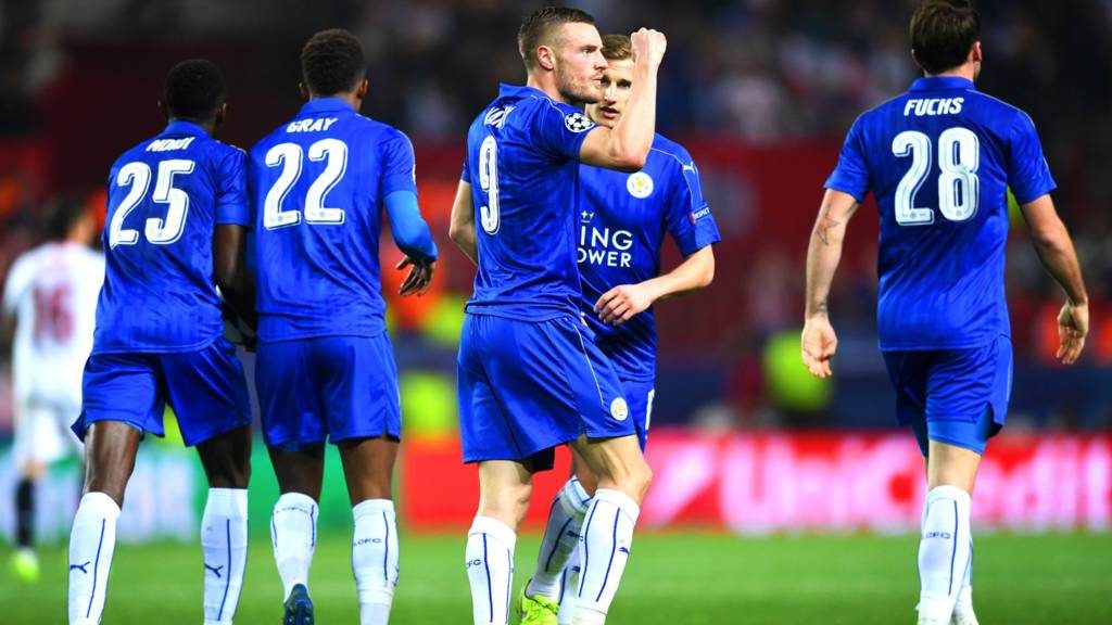 Vardy got Leicester the crucial away goal to take into the second leg.