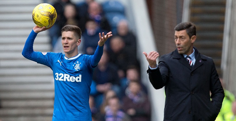 Myles Breeman (left) and Pedro Caixinha (right) of Rangers