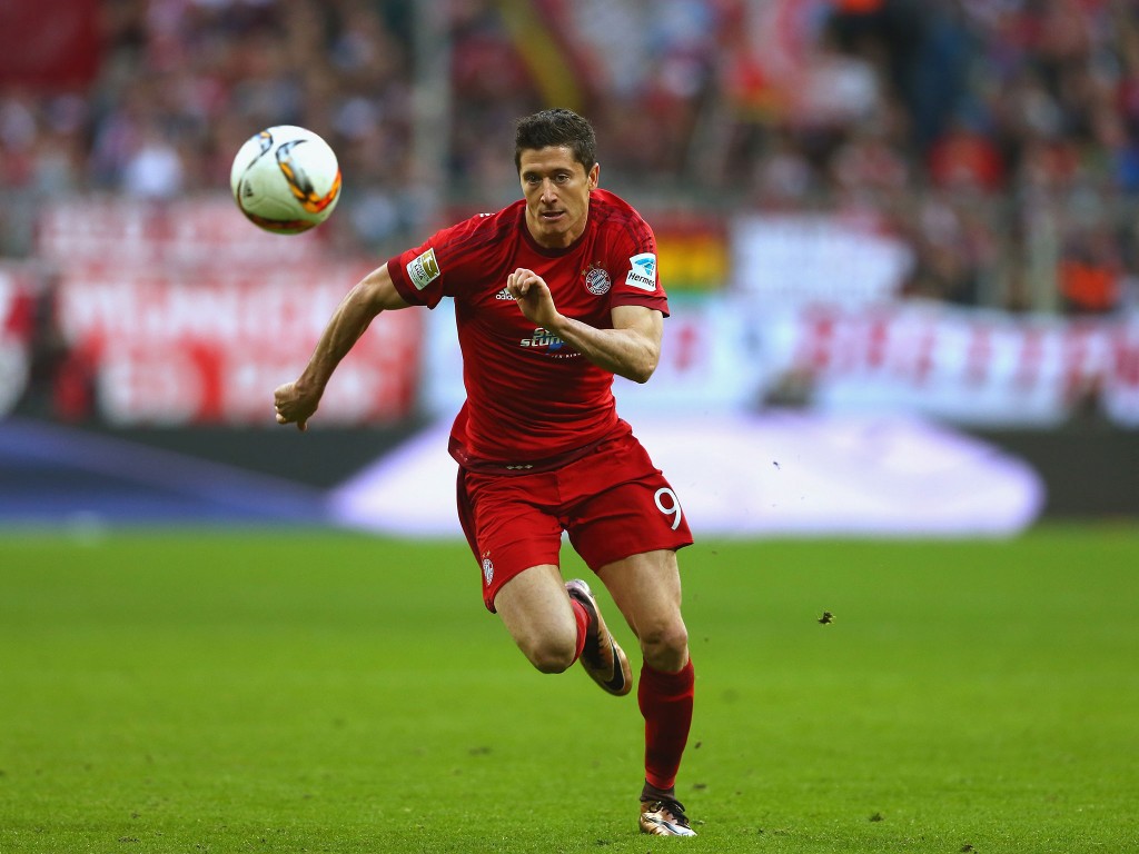 Lewandowski in action for Bayern Munich. 