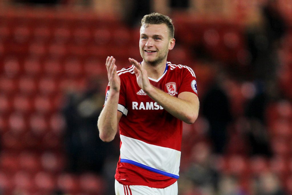 Ben Gibson applauding the Middlesbrough fans. (Getty Images)