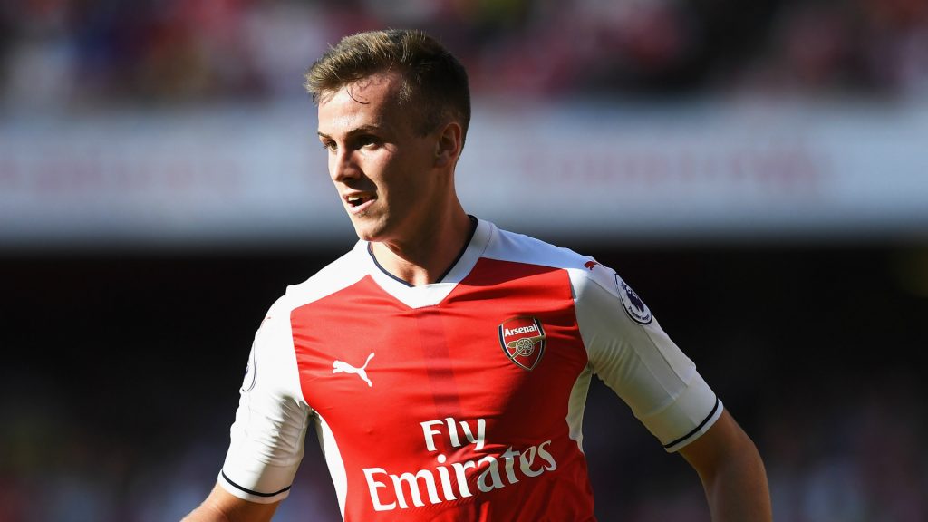 Arsenal centre-back Rob Holding in action during a premier league match.
