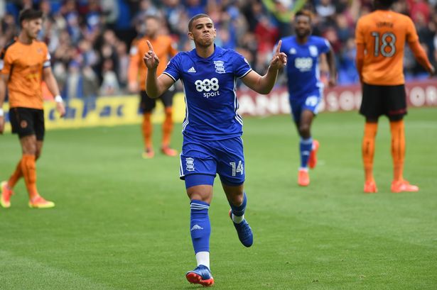 Che Adams celebrates after scoring for Birmingham City. (Getty Images)
