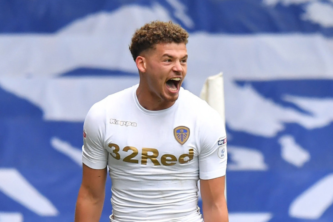 Leeds United's Kalvin Phillips celebrates after scoring a goal. (Getty Images)