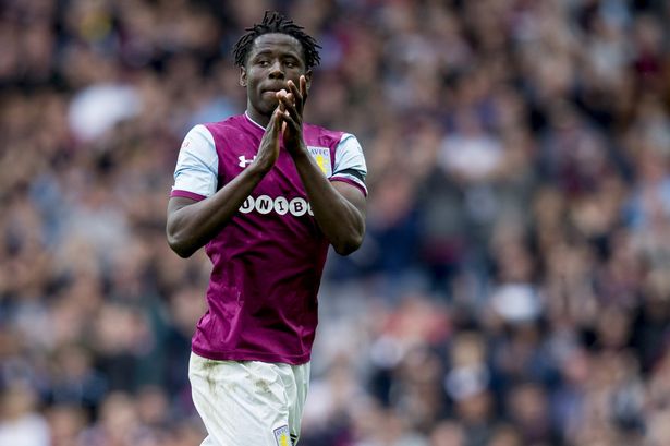 Keinan Davis applauds the Aston Villa fans. (Getty Images)
