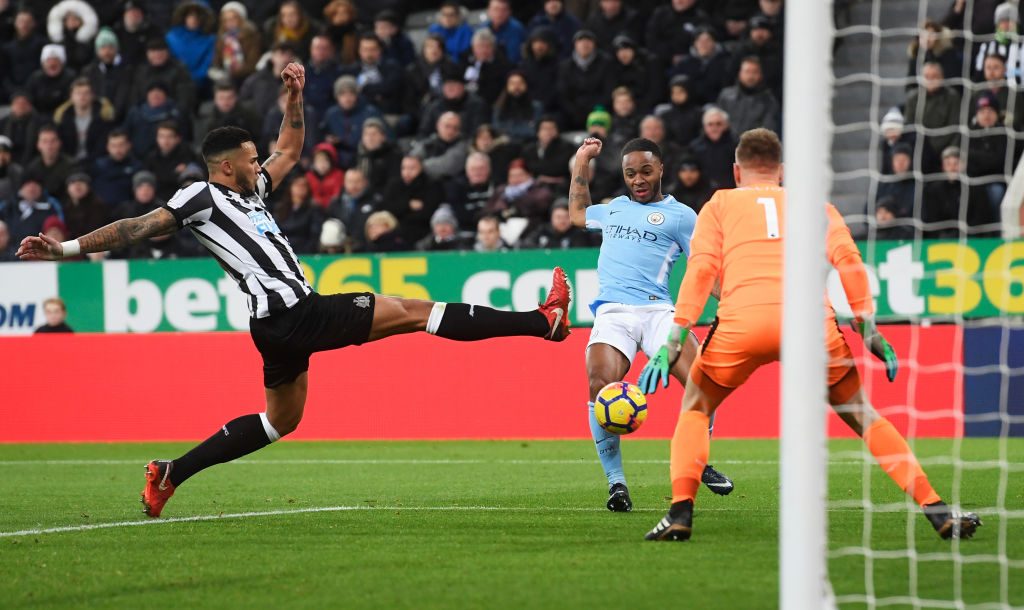 Sterling (centre) in action against Newcastle United.