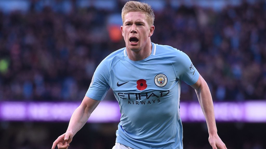 Manchester City midfielder Kevin de Bruyne celebrates a goal. (Getty Images)
