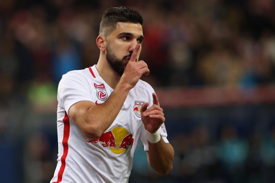 Moanes Dabour celebrates after scoring for Red Bull Salzburg. (Getty Images)