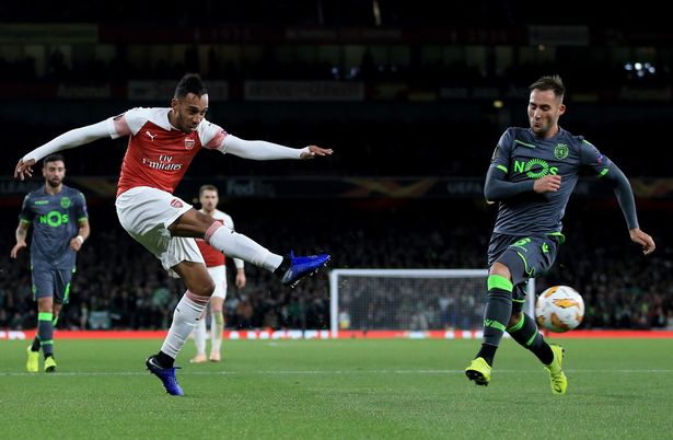 Pierre-Emerick Aubameyang in action for Arsenal.