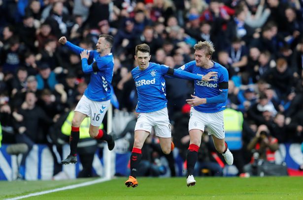 Rangers players celebrate