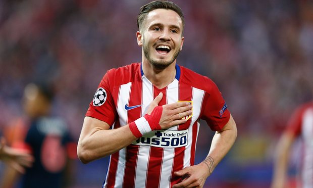 Atletico Madrid midfielder Saul Niguez celebrates after scoring. (Getty Images)