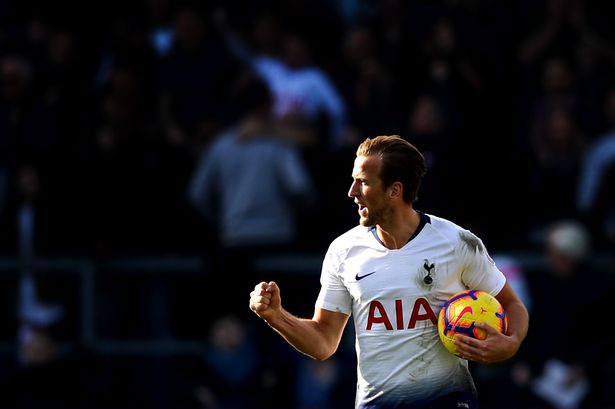 Tottenham's Harry Kane celebrates a goal. 