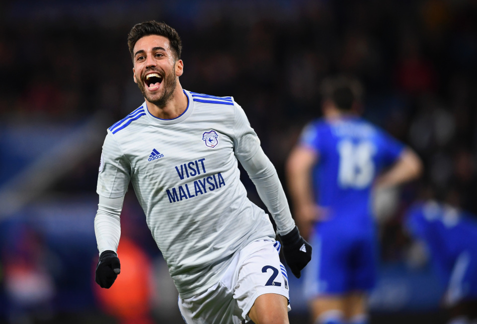On-loan Cardiff City midfielder celebrates after scoring against Leicester City. (Getty Images)