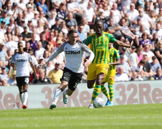 West Brom midfielder Romaine Sawyers in action against Derby County. (Getty Images)