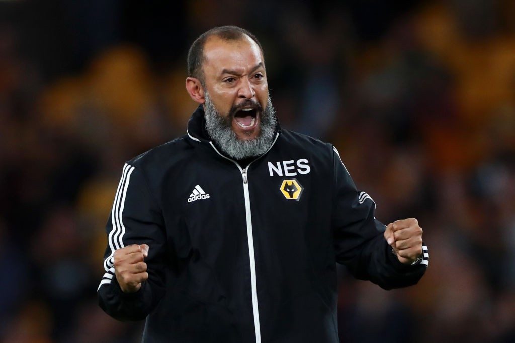 Wolves manager Nuno Espirito Santo celebrates after the full-time whistle. (Getty Images)