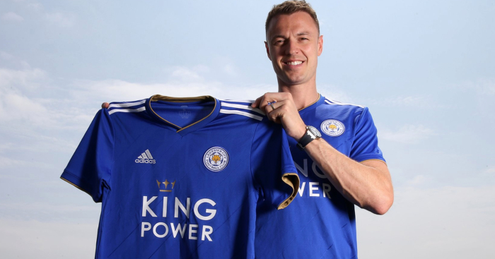 Jonny Evans during his unveiling as a Leicester City player. (Getty Images)