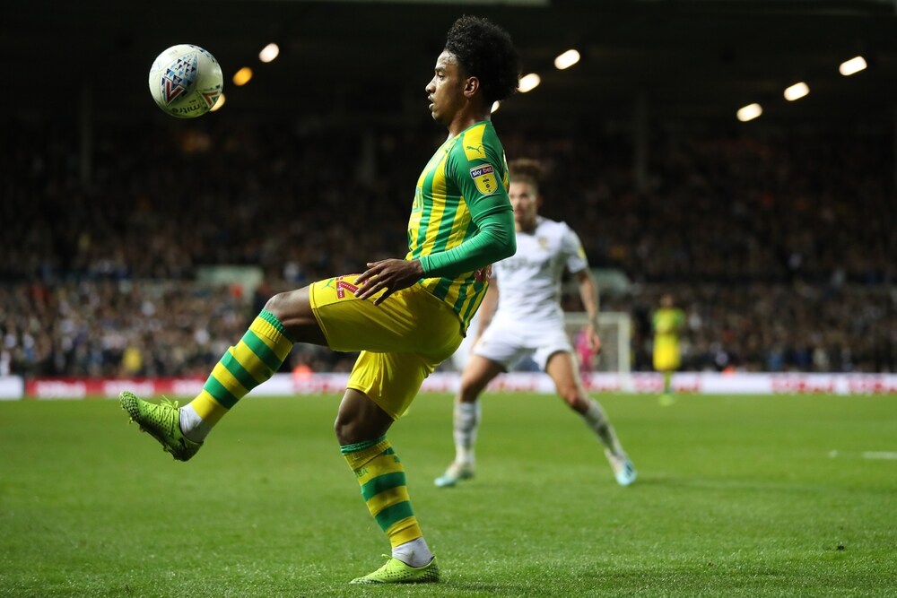 West Brom attacker Matheus Pereira controls the ball against Leeds United. (Getty Images)
