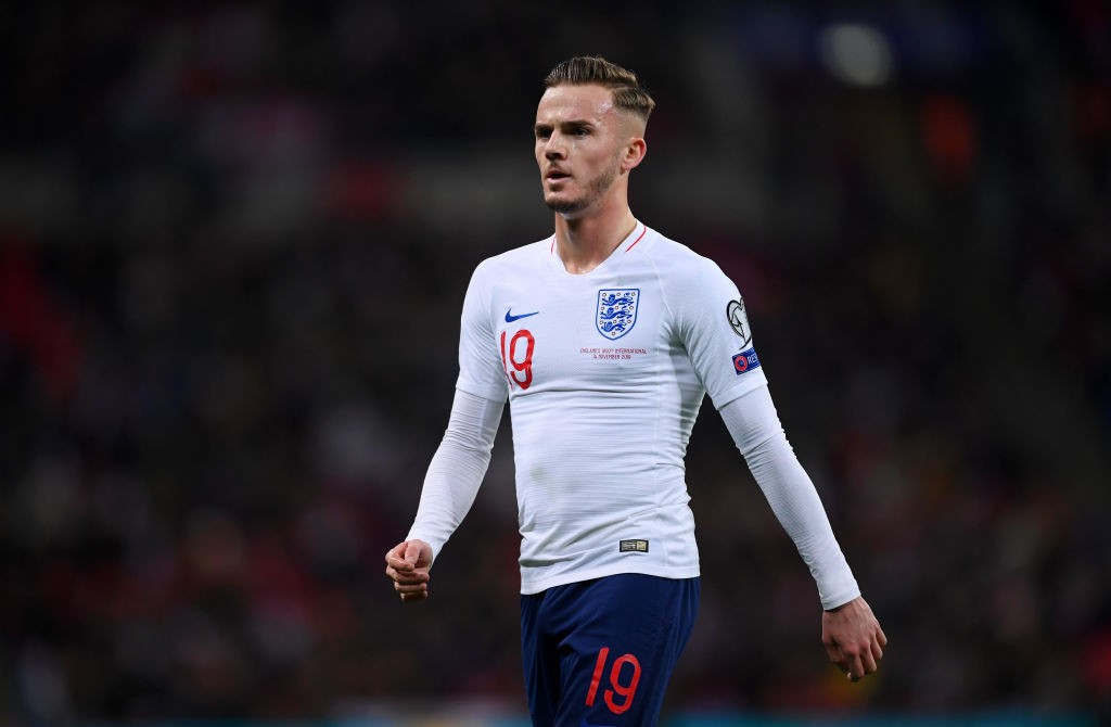 Maddison featuring in his debut game for England against Montenegro.